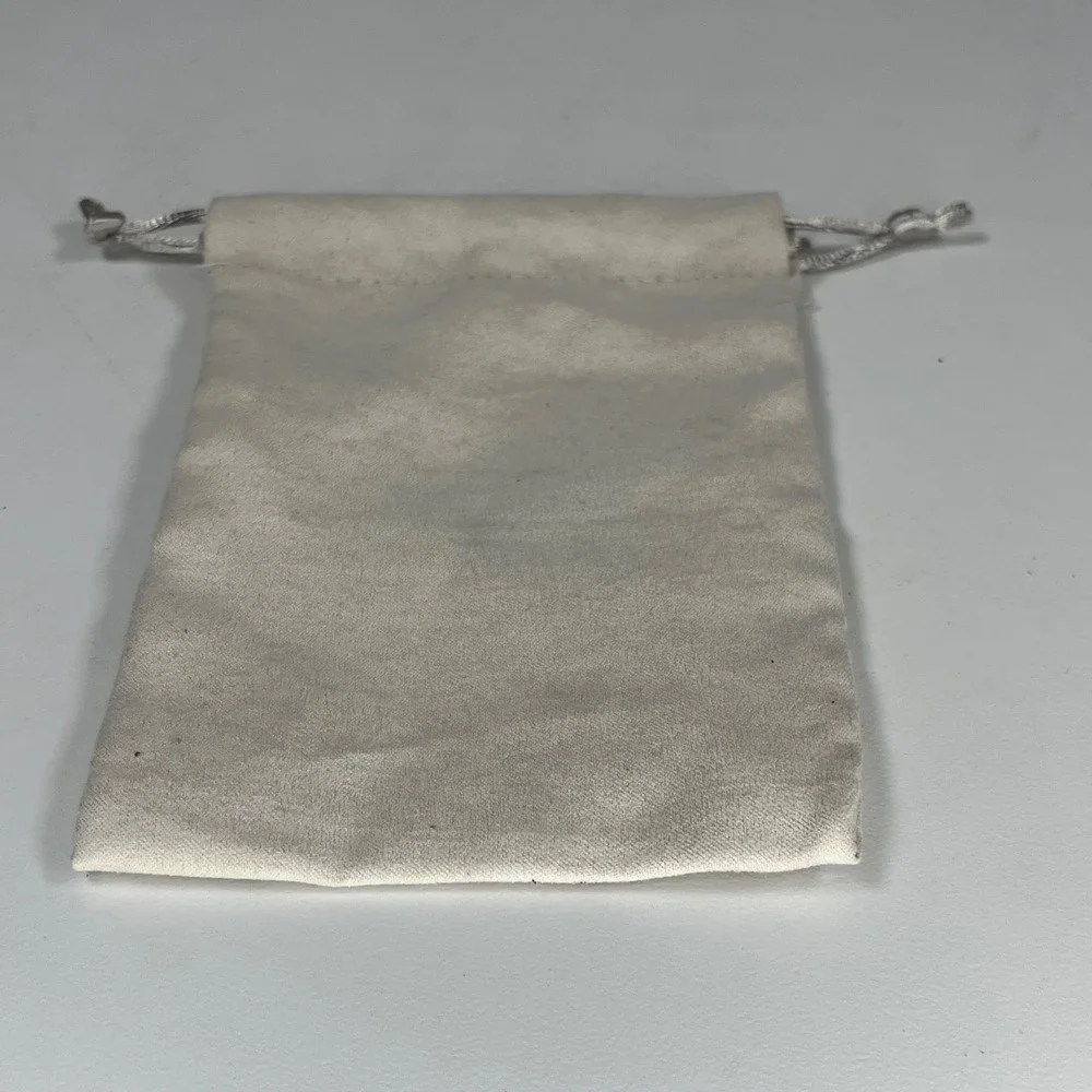 Kendra Scott Small Jewelry Pouch Cream‎ Gold Logo Drawstring Dust Bag 4x5.5